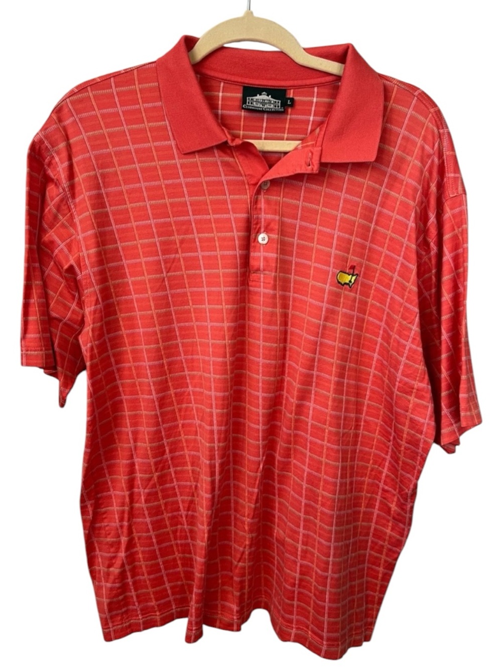 The Masters Tournament Clubhouse Collection Coral Polo Top Size L
